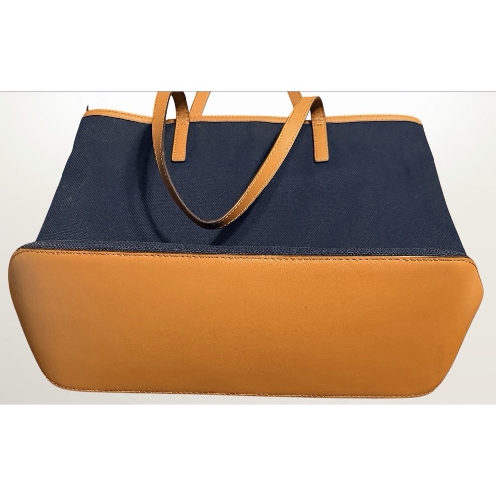 Michael Kors Kempton Lg East West Tote-Navy Blue w/Brown Leather Trim, Gold MK - Picture 5 of 14